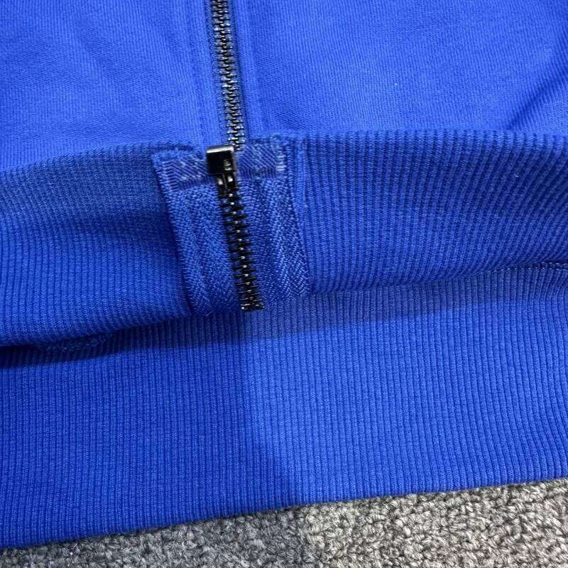 Lost Intricacy Zip Up Hoodie Blue Pure Cotton Unisex Casual Sweatshirt With Hood