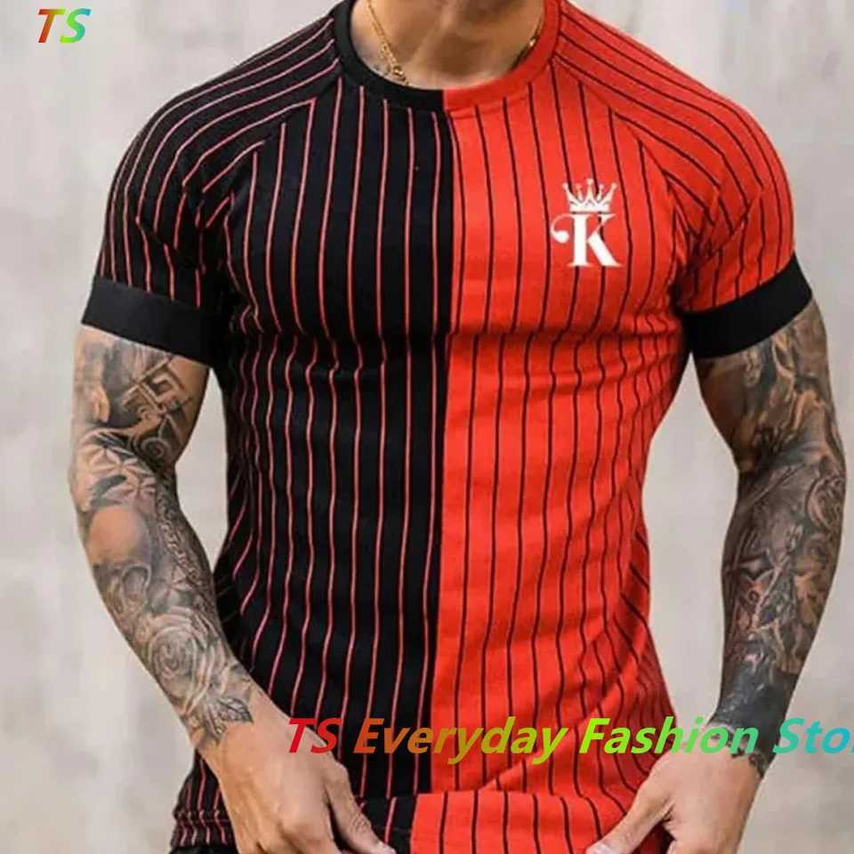 Mens Oversized O-neck Top 3D Casual Print Mens T-Shirt Stripe Clothes Summer Men Short Sleeve Tee Harajuku Street T-Shirt Daily Z250527