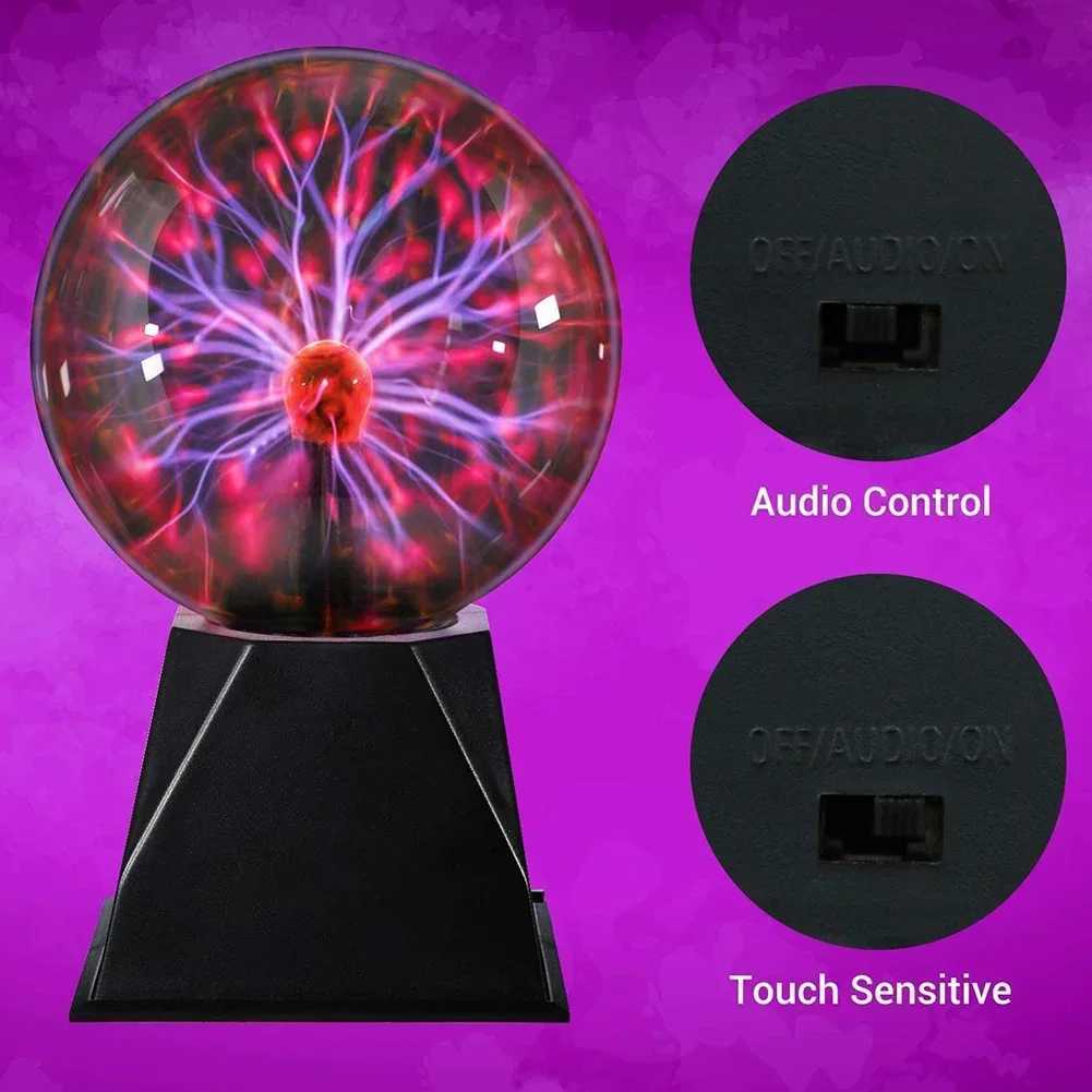 3/8 Inch Sound Control Magic Plasma Ball Lamp LED Night Light Atmosphere Touch Glass Plasma Light Christmas Party Decor Lighting XJ250527
