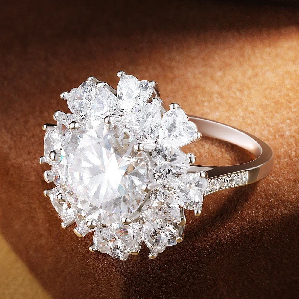 5 Carat D Color Ring for Women 925 Sterling Silver Plated 18k White Gold Engagement Wedding Band Sparkling Jewelry 250519