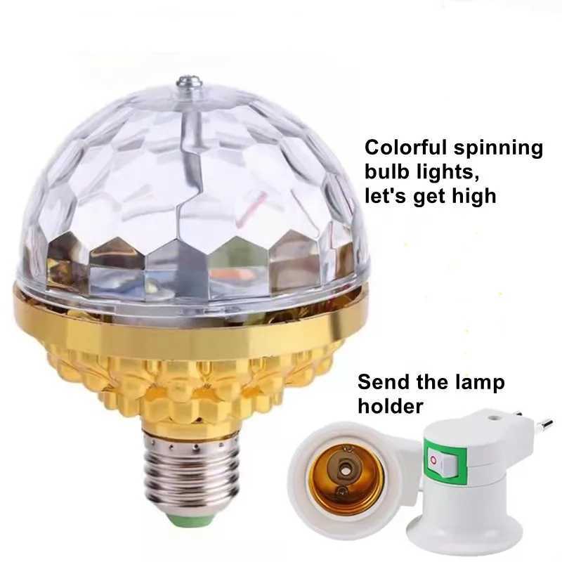 Colorful E27 Rotating Atmosphere 360 Magic Ball Bulb Aautomatic Stage Effect LED Lamp Night Light For DJ Disco KTV Dance PartyXJ250527