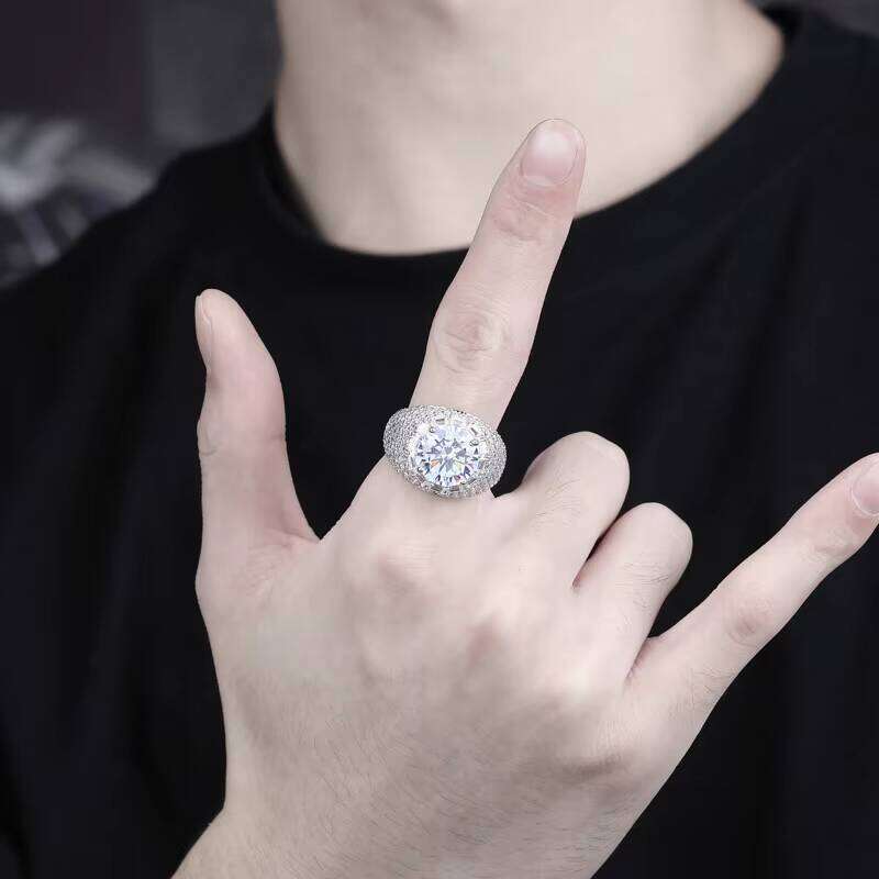 Hot Selling Full of Zircon Dia Fashion Hiphop Men's and Women's Gold Ring Jewelry