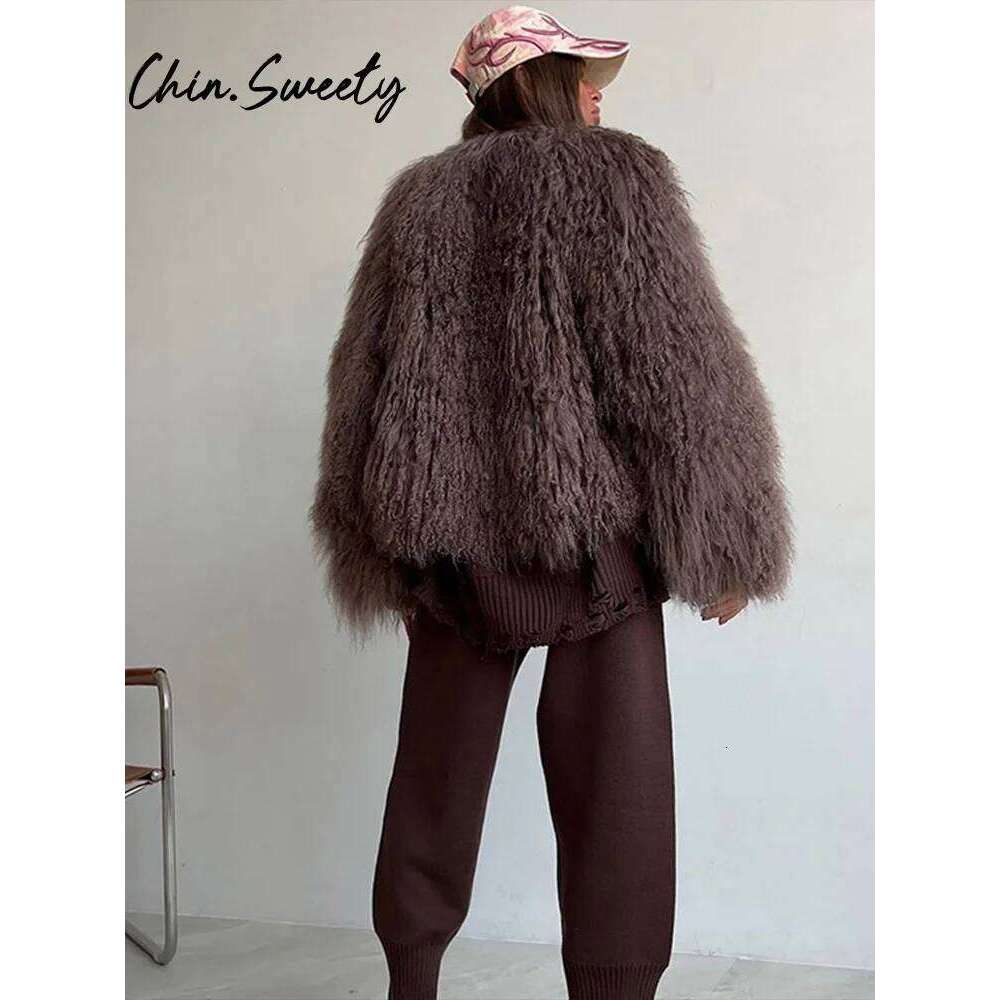 Urban Tassel Solid Women Coat Casual O Neck Faux Fur Long Sleeve Thicken Female Overcoat 2024 Winter Fashion Lady Streetwear