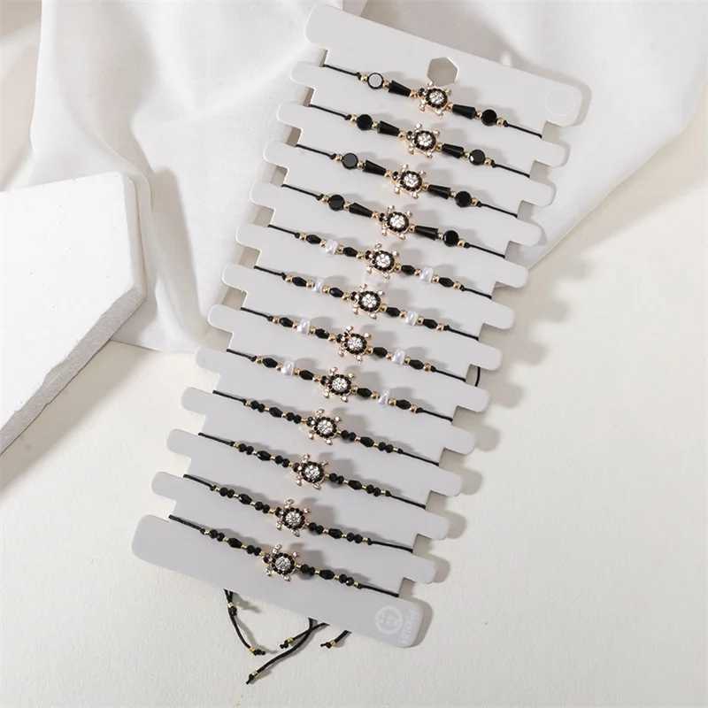 12pcs/set Colorful Beads Rope Bracelet Set Crystal Turtle Charms Braided Adjustable Bracelets For Women Anklet Jewelry Gifts W250526