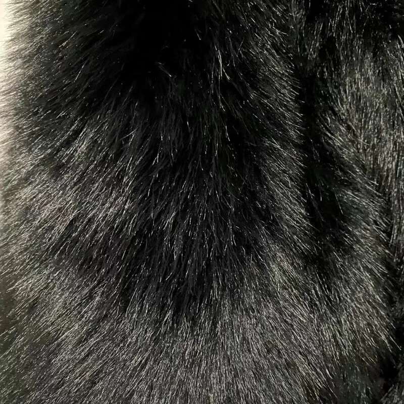 Large Size Imitation Fox for Women Warm and Thick Fake Jacket Black Overcoat Korean Plush Fluffy Faux Fur Coat