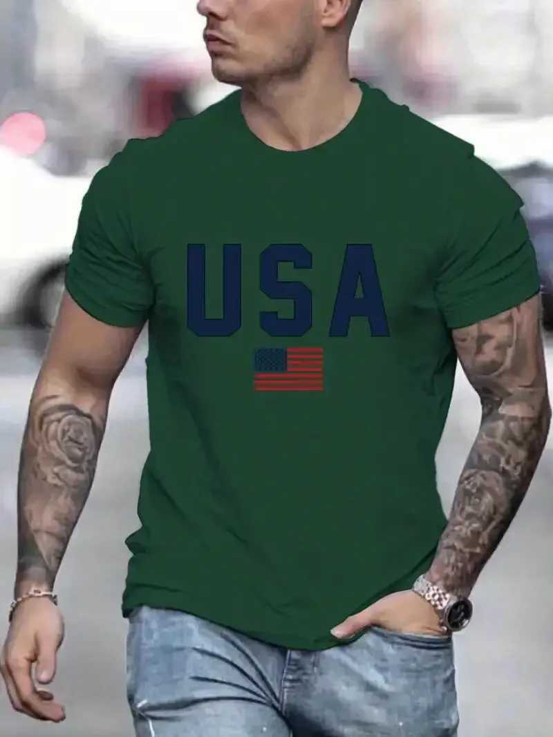 USA Pattern Print Mens Comfy T-shirt Graphic Tee Mens Summer Outdoor Clothing Mens Apparel Tops for Men Z250527