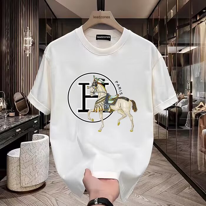 Free shipping designer t-shirt for mens t-shirt black white red green khaki grey Printed casual trend round neck versatile fashion