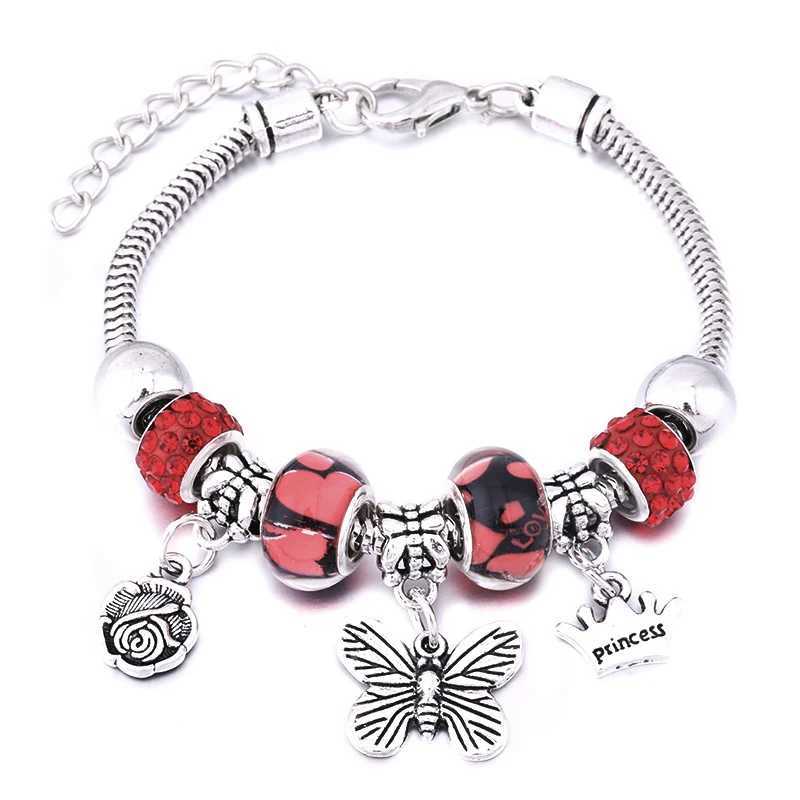 New Hot Charm Bangle Lobster Buckle Snake Chain Beaded Bangles For Women Summer Romantic Gift Fashion Butterfly Bracelet Jewelry W250526