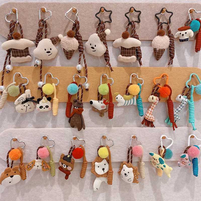 Funny Animal Series Fabric Keychain For Car Keys Accessories Creative Cartoon Fabric Animal Doll Keyrings For Bag Pendant Gifts W250526