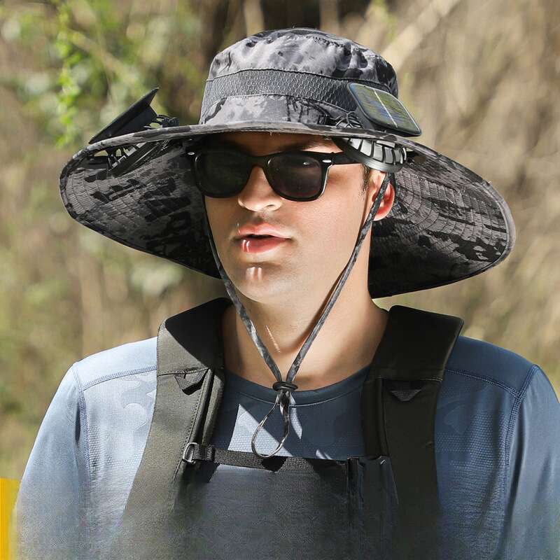 Outdoor artifact long battery life solar lithium battery fan solar charging strong wind summer sun protection men's and women's sunshade fis