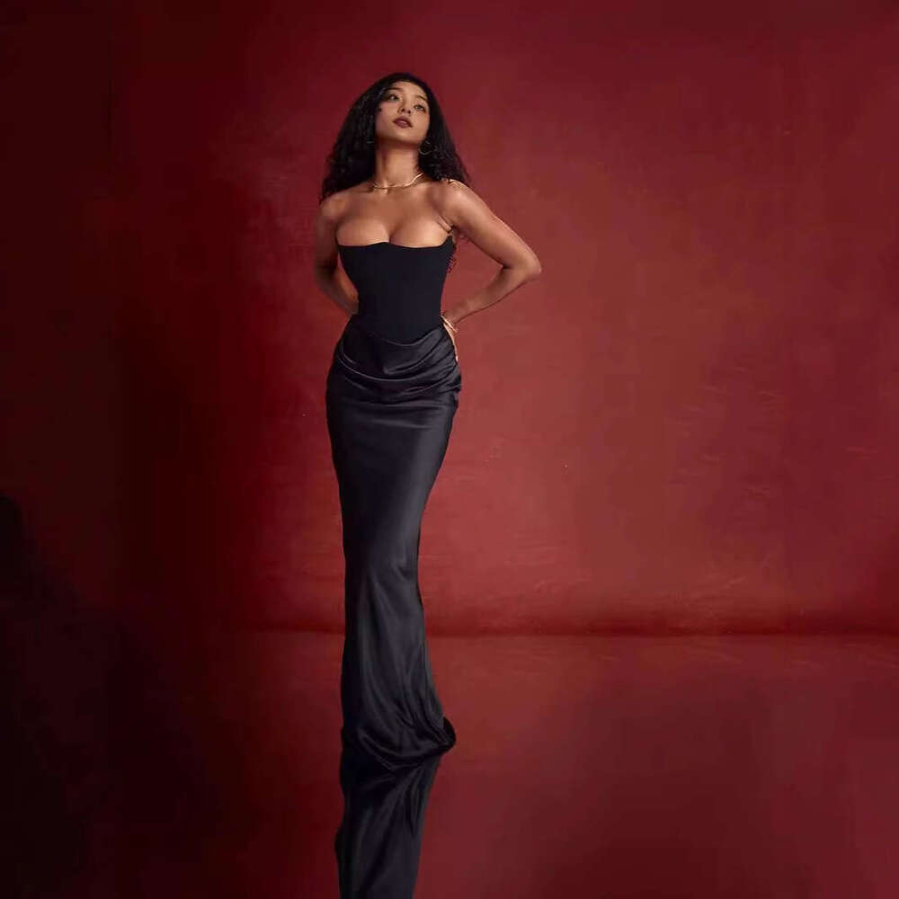 New Autumn Winter Fashion Women's Fashionable Strapless Sexy Backless Slim Evening Dress Women