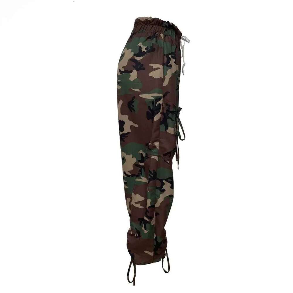 Women Streetwear Drawstring Fashion Pants 2024 Autumn Winter Camouflage Print Loose Safari Cargo Harem Hip Hop Trousers