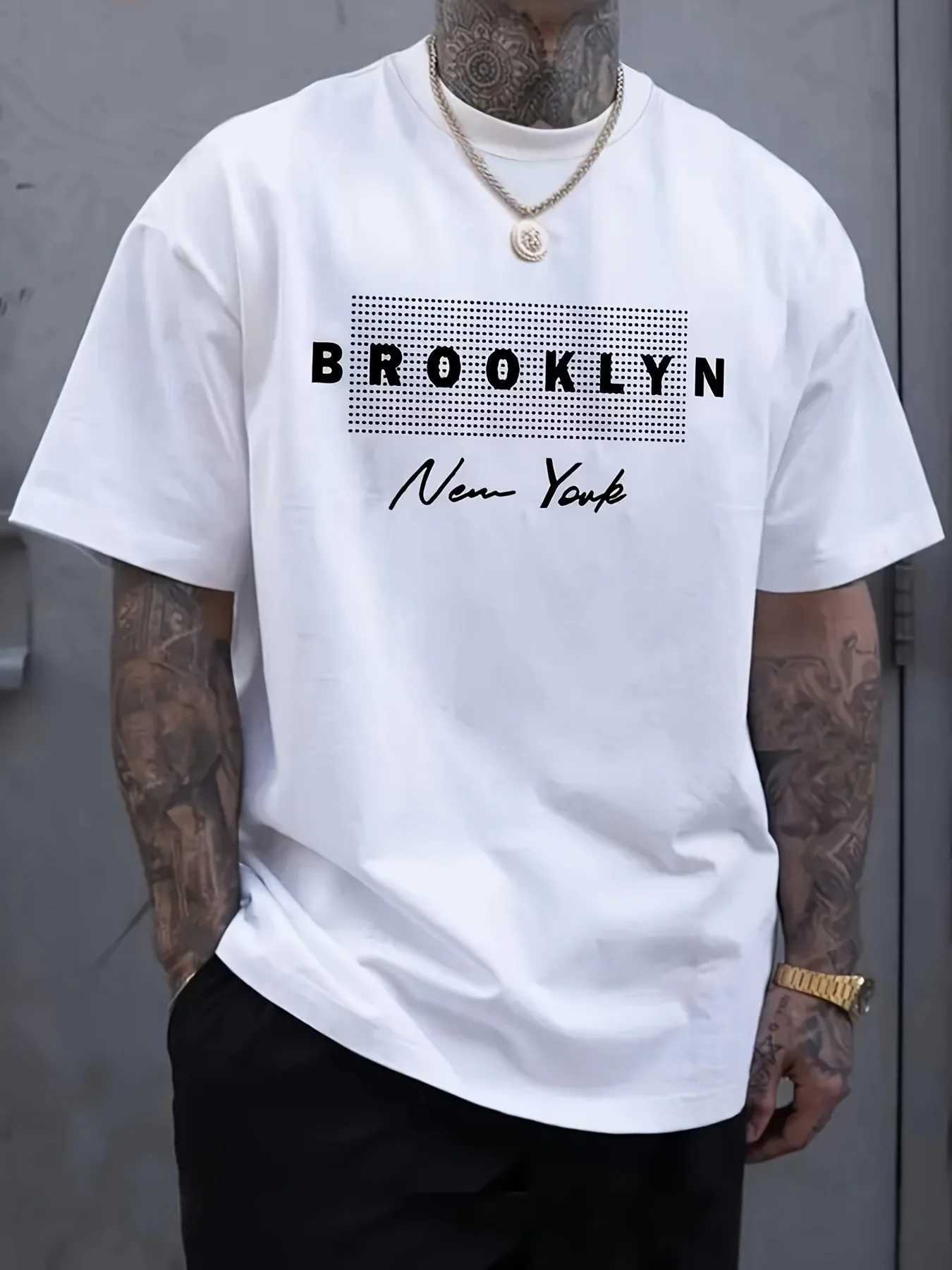 Mens 100% Cotton Summer Loose Fit Large Los Angeles Graphic Printed Slim Fit Casual Sports Round Neck Short Sleeve T-shirt Top Z250527