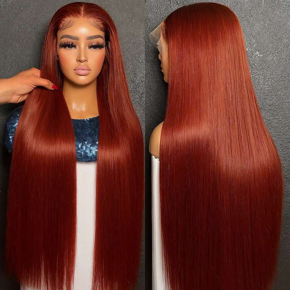Reddish Brown Ultra-thin Invisible Lace Front Wigs Upgraded Tiny Knot 13x4 Straight Frontal Human Hair Wig For Women