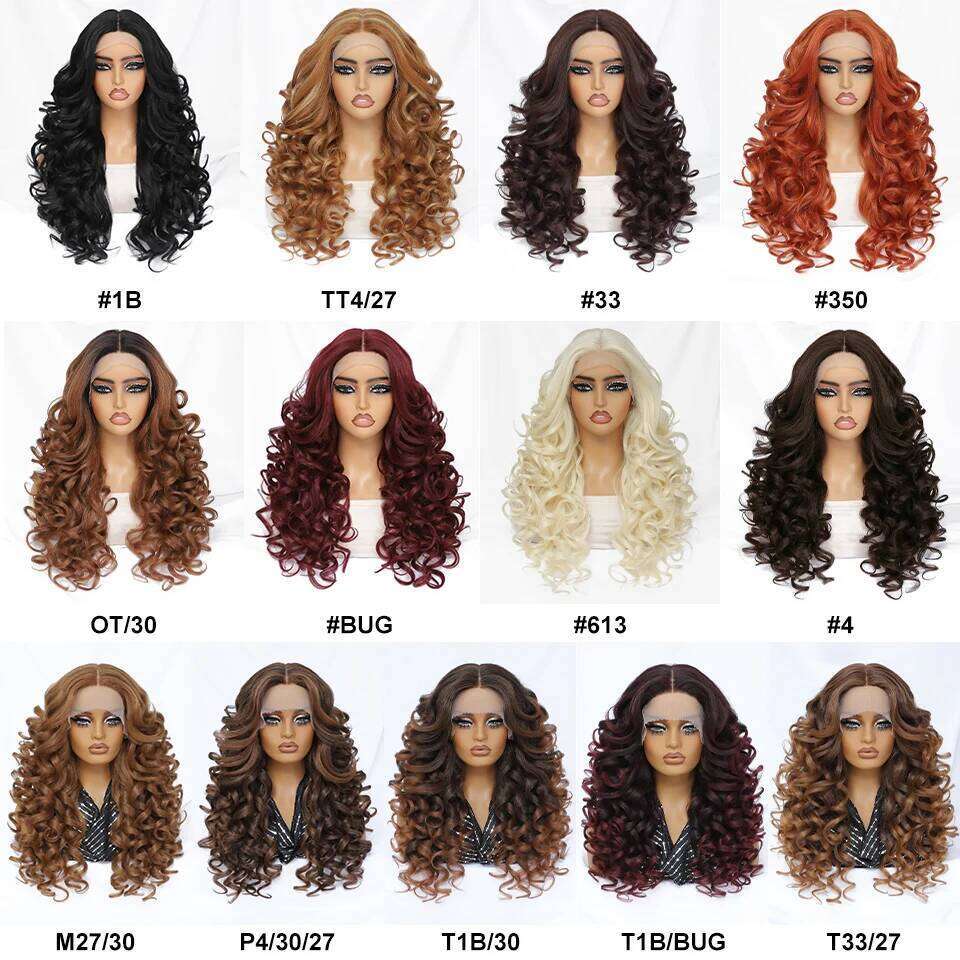 24 Inch Synthetic For Curly Afro Lace Front for Black Women High Temperature Fiber Wigs