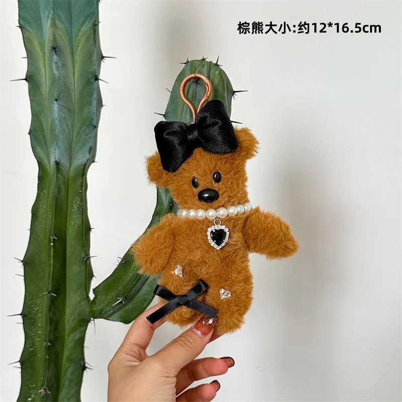 15cm Lovely Bear Doll Plush Keychain Fashion Maillard Bear Backpack Pendant Cute Girls Women Bag Accessories Car Keyring Gifts W250526