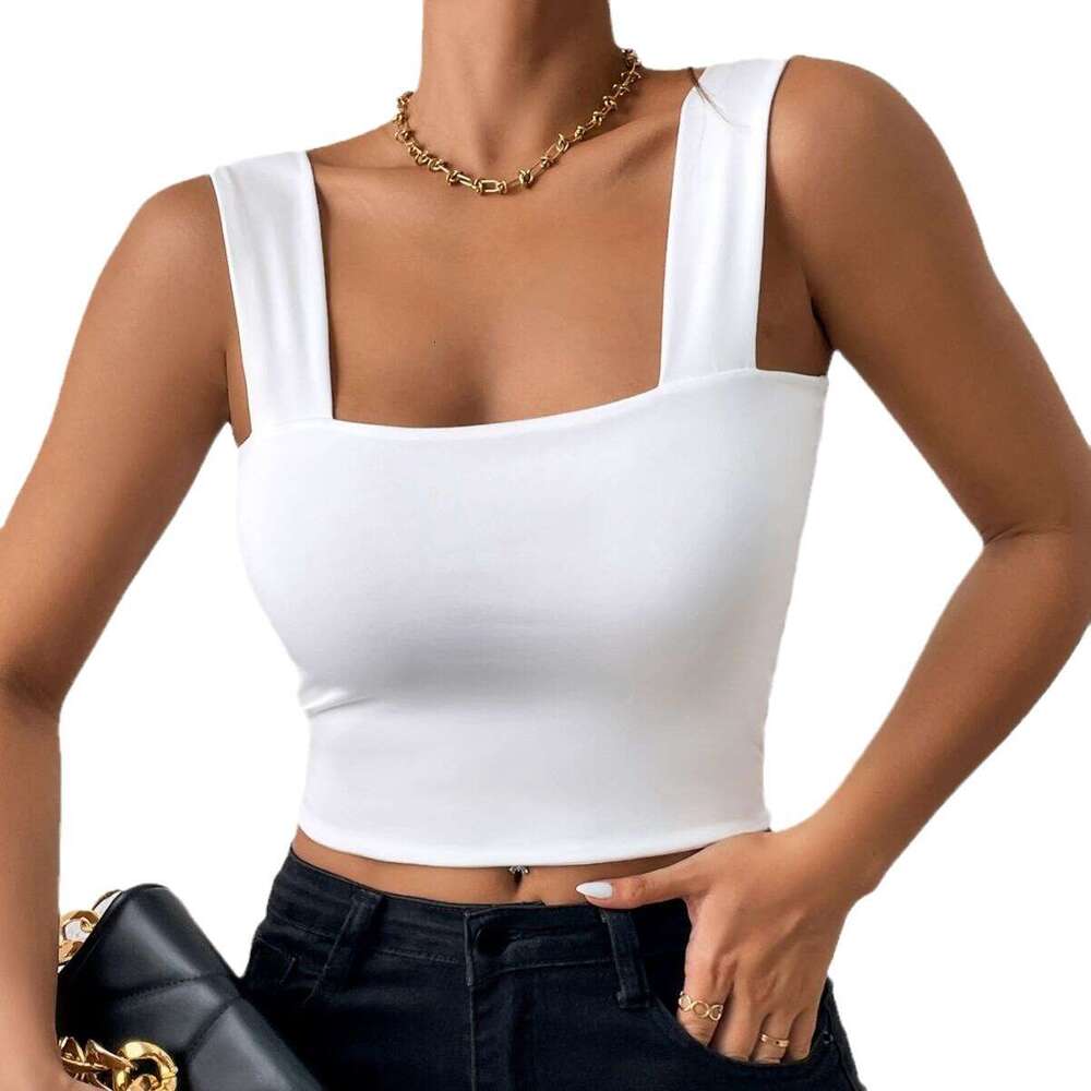 2025 New One Leap Vest Wide Shoulder Strap Sleeveless Top Sexy Slim Fit Hot Girl Back