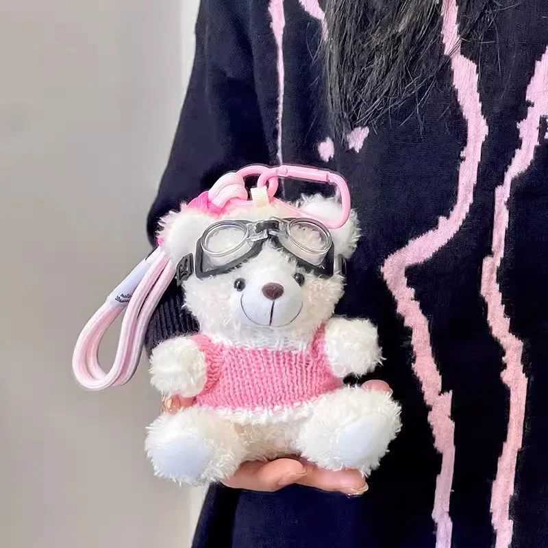 Cartoon Small Bear Keychain Plush Brown Bear Clothes Lovely Glasses Bear Doll Keychain for Bag Pendant Couple Keyrings Gifts W250526
