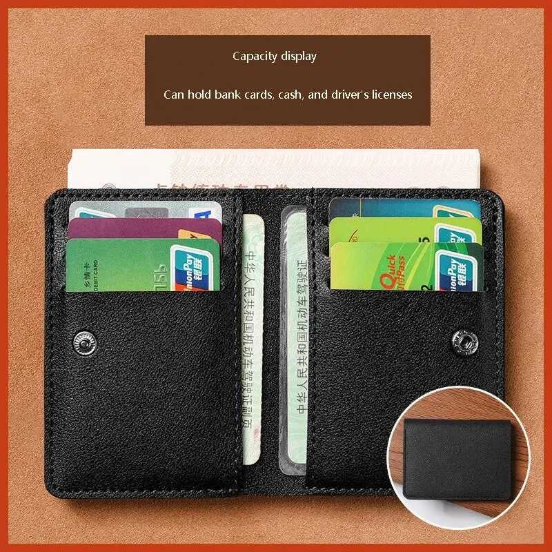 2024 New Womens Wallet Simplified Folding Button Small Wallet Drivers License Card Bag Male Student Soft Leather Wallet Z250527