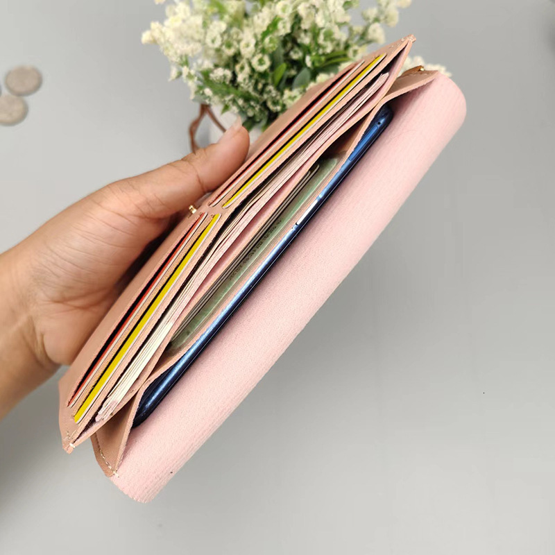 New portable women's long wallet, women's handbag, multi card slot, snap button, fashionable mobile phone bag, designer, fashionable men