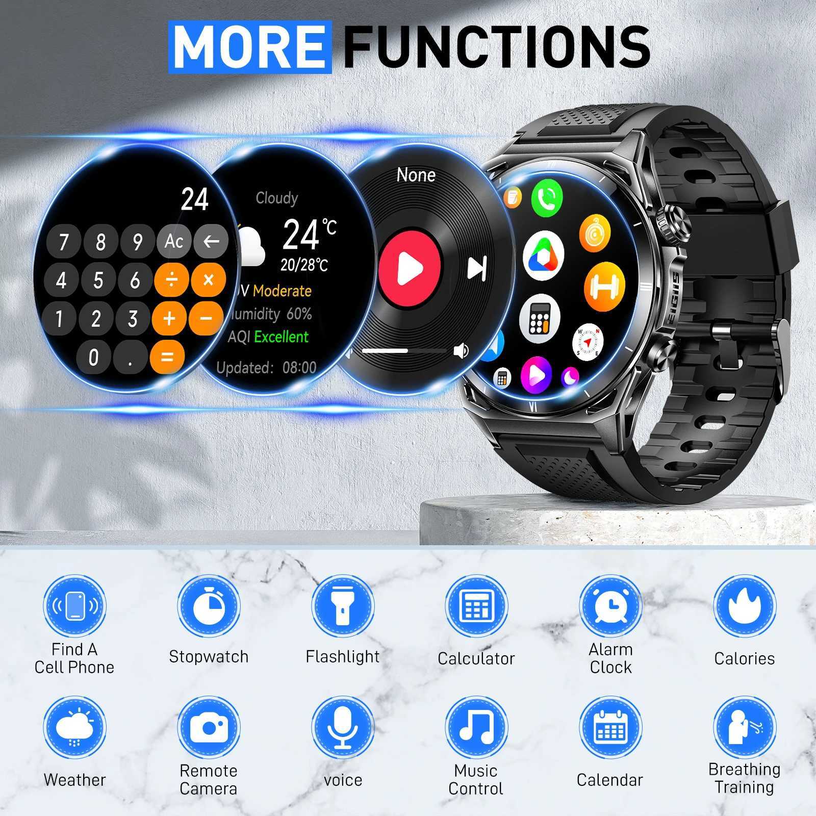 EIGIIS New Smart Watch KE6 1.43 AMOLED Display Men Black Sports Watch KE Series ethoth Call Health Monitor IP68 WaterproofXJ250513