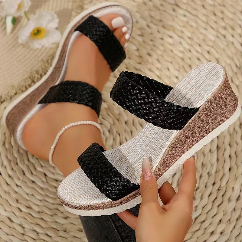 Womens Sandals Bohemia Heels Sandals For Summer Wedges Heeled Shoes Women Slippers Summer Shoes Woman 2025 Footwear Sandalias 250603