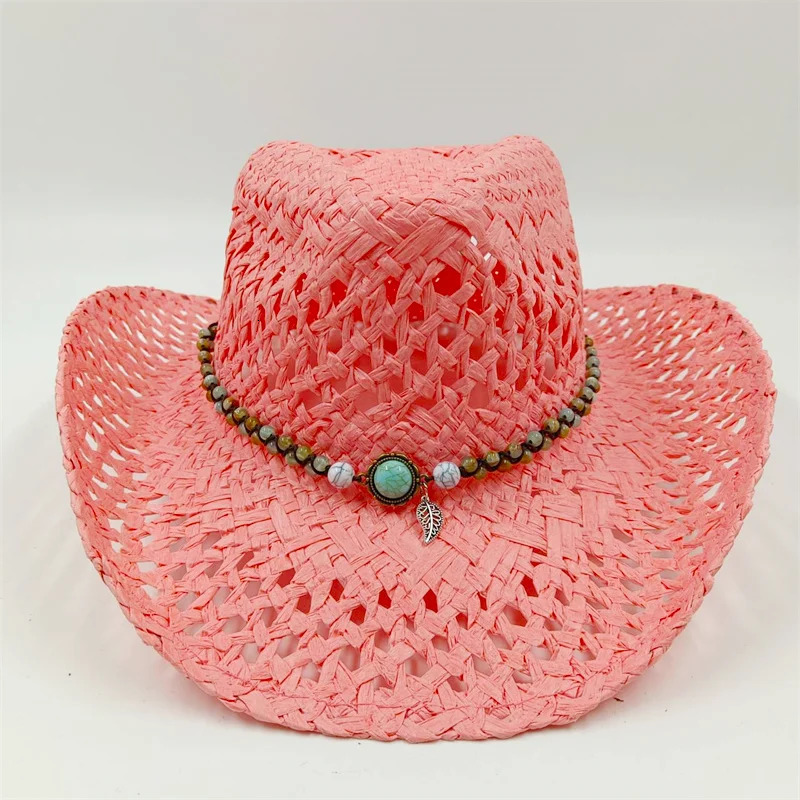 Womens Summer Cowboy Hat Sun Shade Hat Watermelon Red Summer Hollow Sun Shade Hat Cowboy Straw Hat Mens and Womens Beach 250526