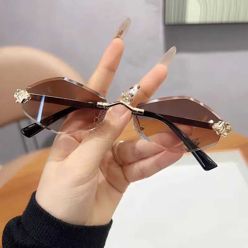 Frameless Rhombus Personalized Womens Sunglasses Elegant and Versatile Classic Sunglasses Luxury and High-End Sunglasses UV400. Z250527