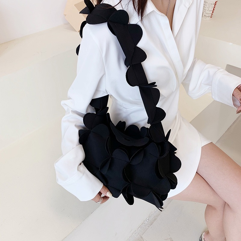 Womens Trendy 3D Floral Design Shoulder Handbag