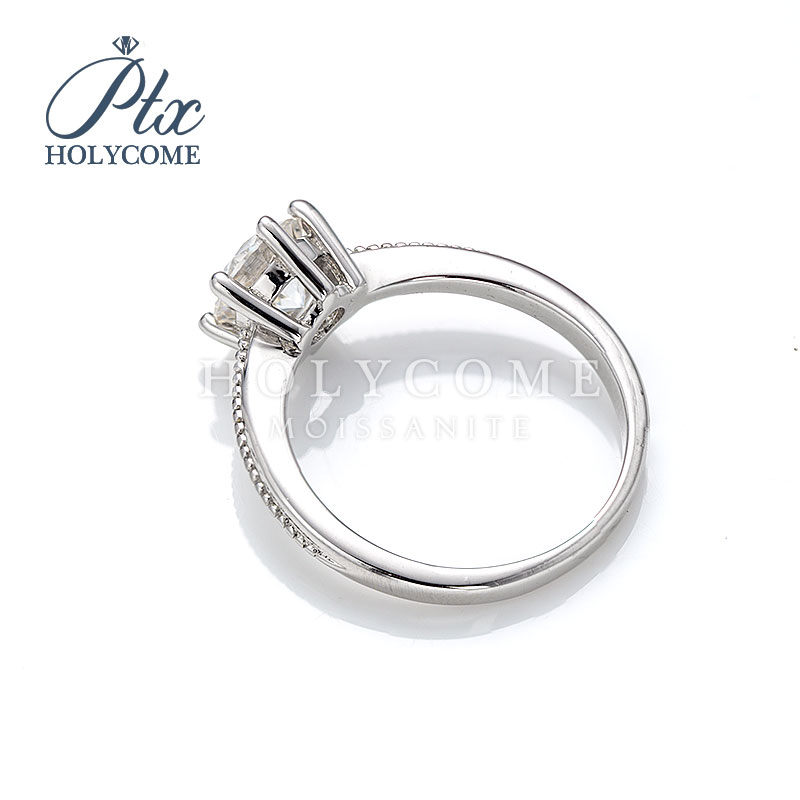 Handmade Wedding Band Classic Design Ring Jewelry 925 Sterling Silver 18k White Gold Plated Wedding Engagement Moissanite Stone Ring