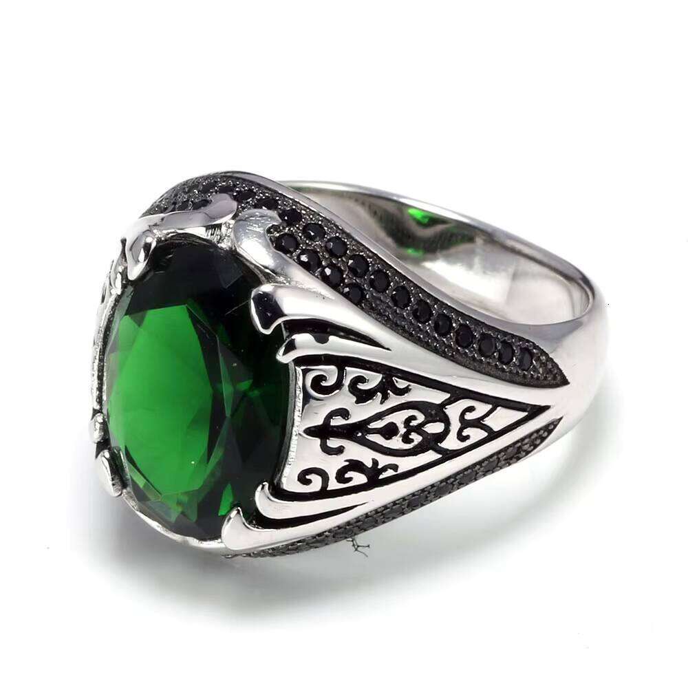 Sterling Jewelry Turkish Rings Sier Men Crystal Zircon Ring