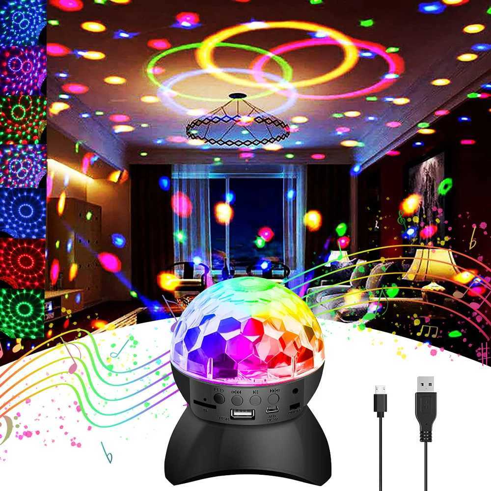 USB/Rechargeable RGB Disco Light Bluetooth Speaker Rotating Magic Ball Stage Lamp Projector Sound Activated DJ Party Decor Gift XJ250527