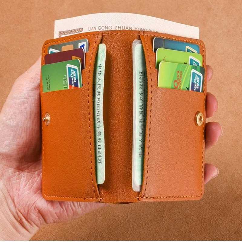 2025 New Womens Wallet Simple Folding Button Small Wallet Drivers License Card Bag Soft Leather Wallet Z250527