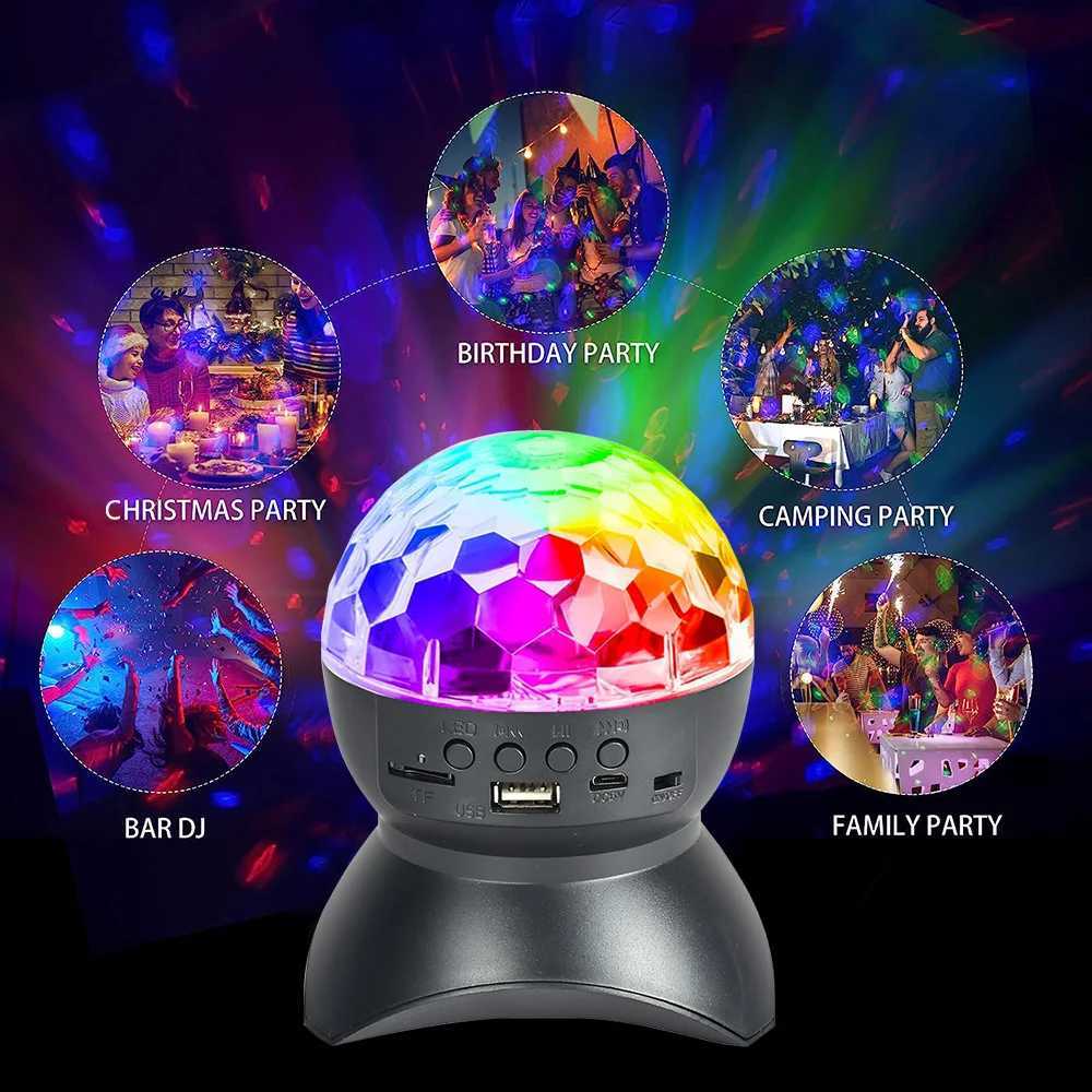 USB/Rechargeable RGB Disco Light Bluetooth Speaker Rotating Magic Ball Stage Lamp Projector Sound Activated DJ Party Decor Gift XJ250527