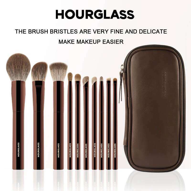 Hourglass Brushes Set 10 Soft and Convenient Eyeshadow, Concealer, Stucco, Grooming Face Makeup Brushes