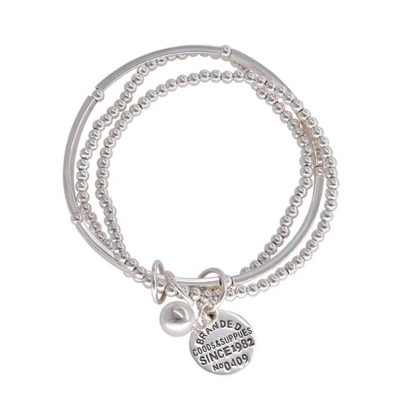 MEYRROYU Minimalist Triple Layers Elastic Beads Ball Charm Bracelet For Women Fashion New Jewelry Party Gift bracelets for women W250526