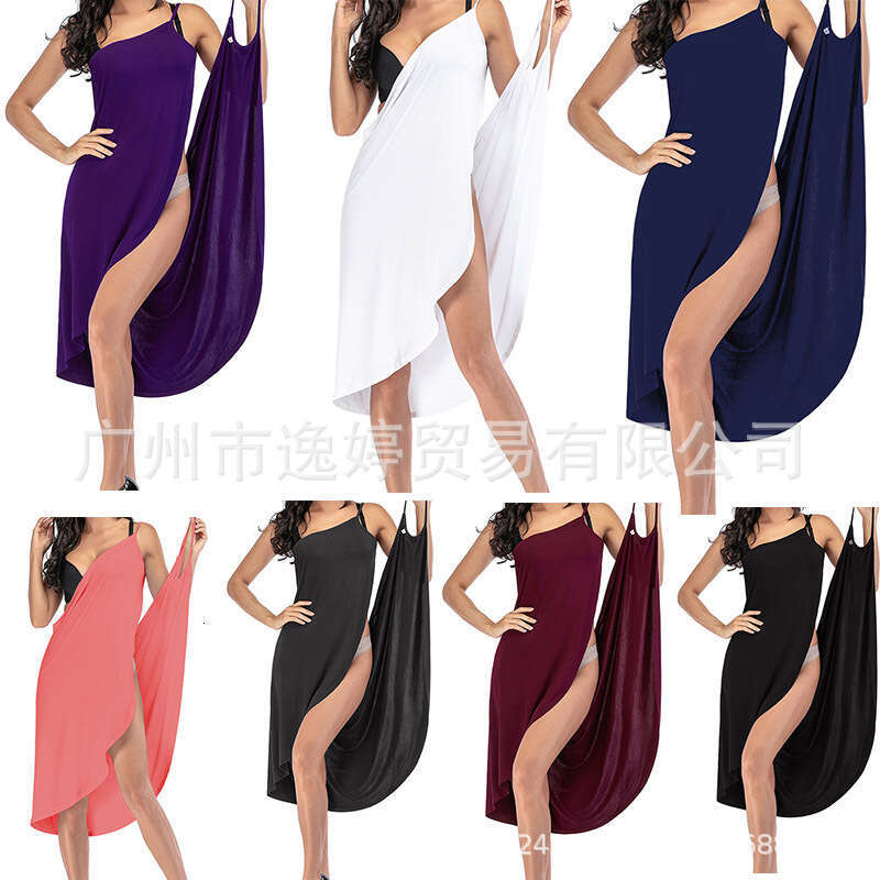 2025 Summer Patchwork Solid Color Sexy Beach Strap Dress Straight