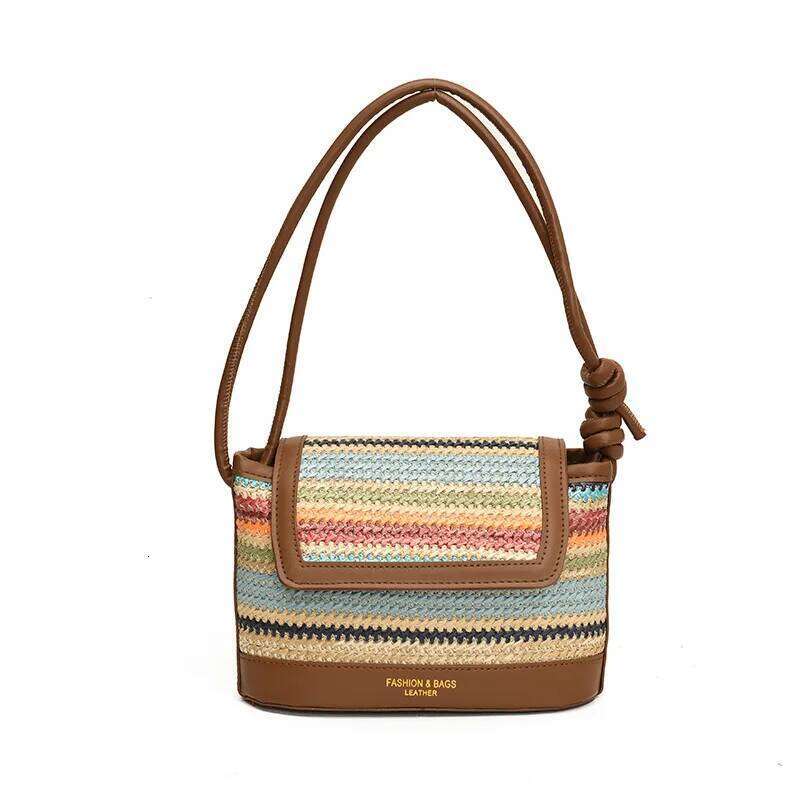 Rainbow Beach Women's Woven Single Shoulder Armpit Bag, Simple And Stylish Crossbody Bag