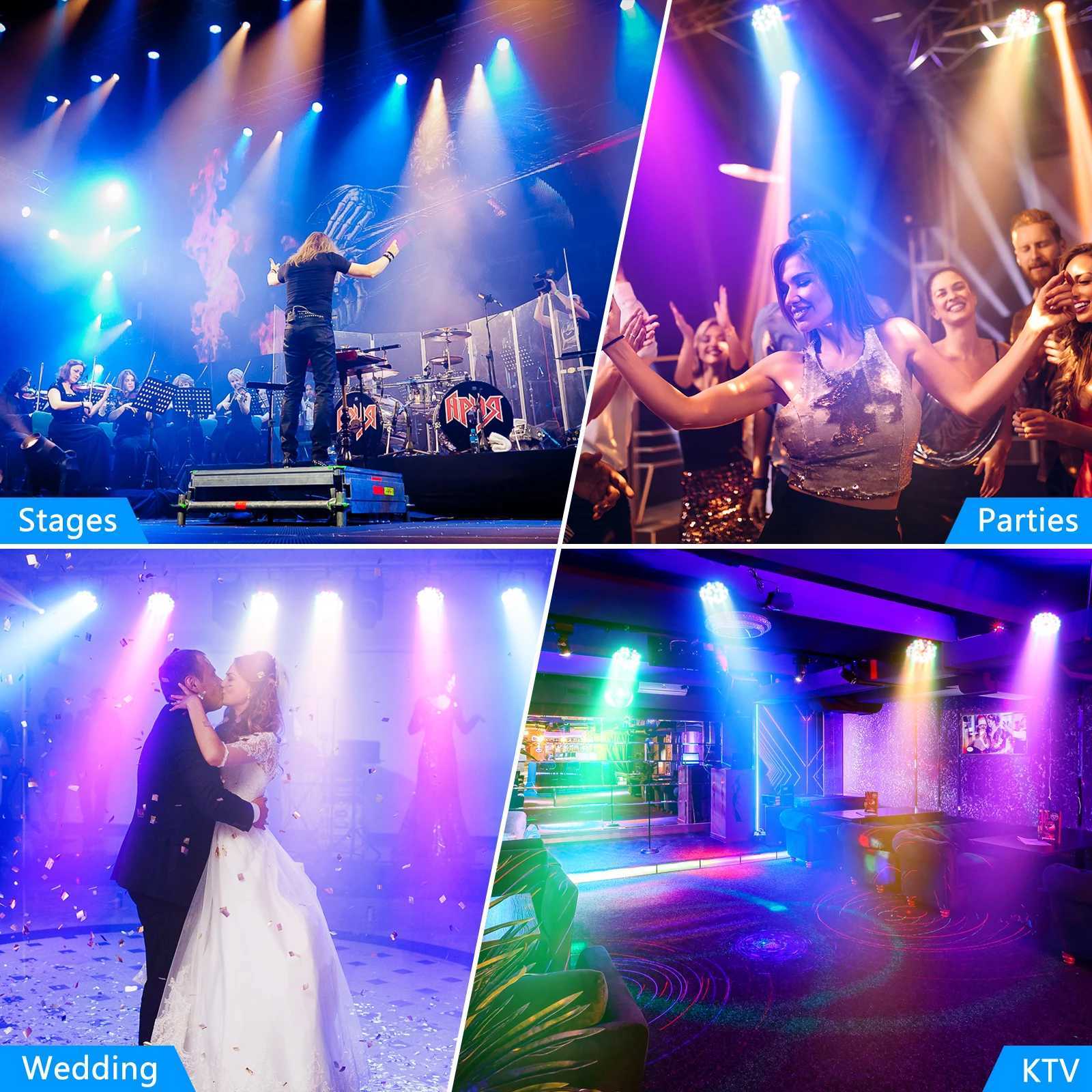 Somspot 4/8PCS RGB LED Par Light Stage Light Effect Projector for DJ Disco Party Holiday Christmas Bar Club Wedding Birthday XJ250527