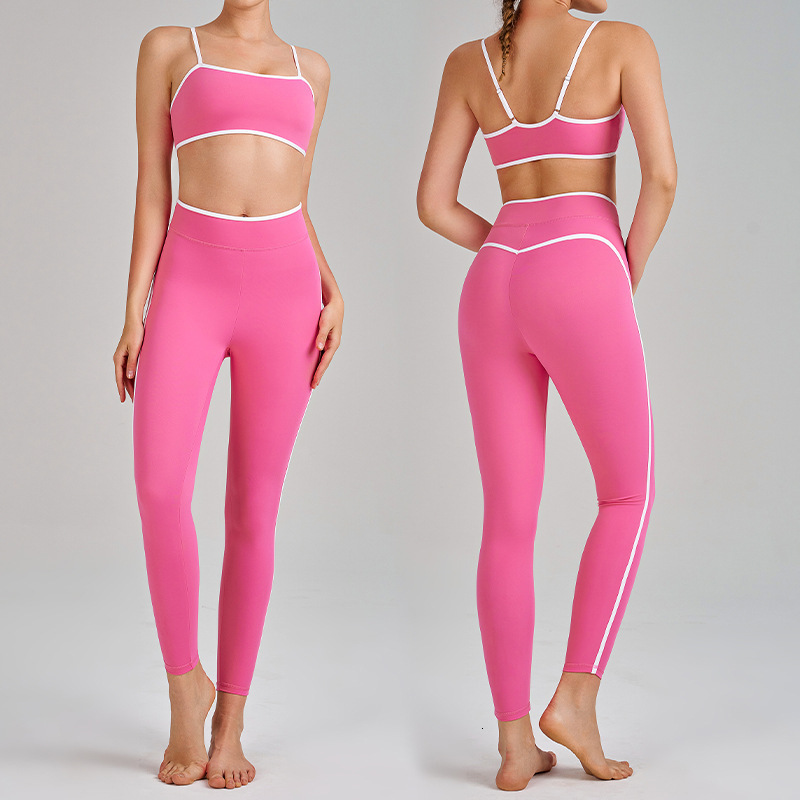 Hello New Yoga Wear High Waist Hip Lift Tummy Control Slimming Camisole Beautiful Back Running Sports Bra Set for Women