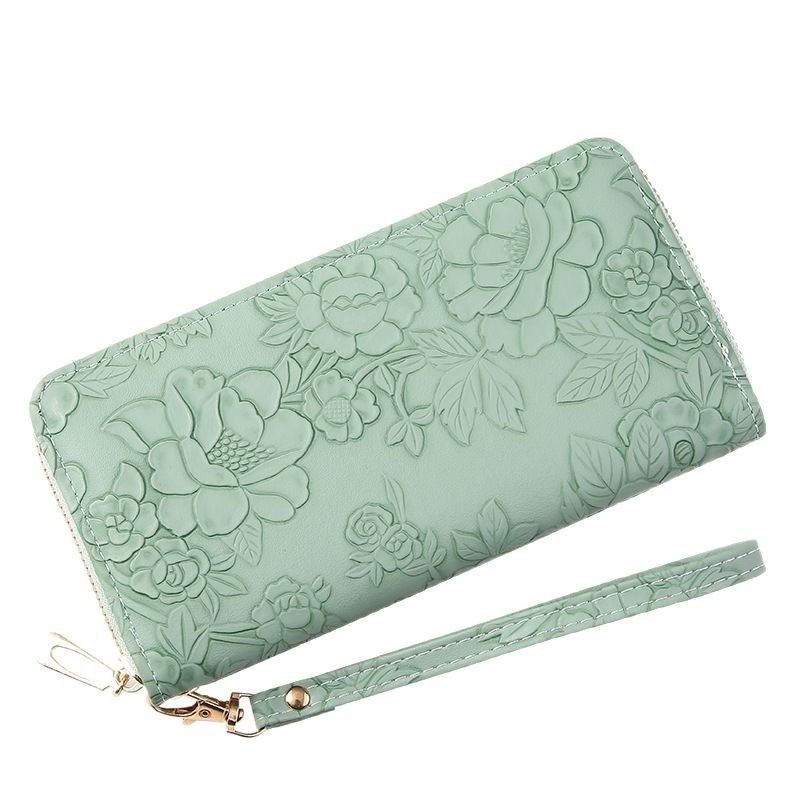 Women s wallet with long embossed zipper new cross border handbag mobile phone bag trend trend large cash clip wallet designer men s wallet