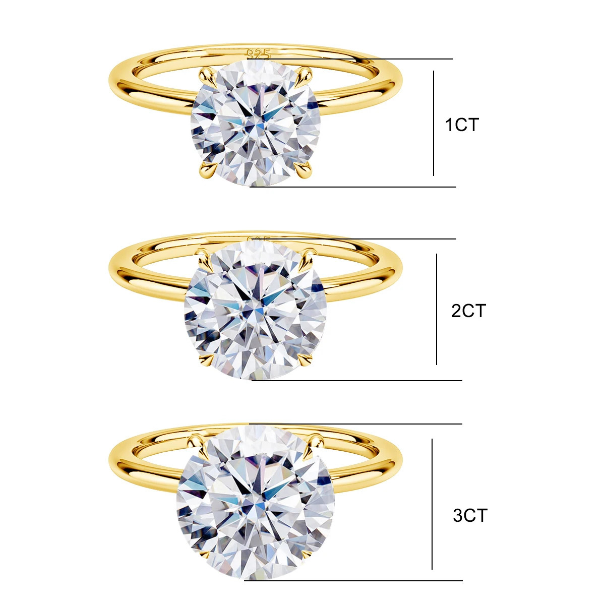 1ct 2ct 3ct 5ct D Color VVS1 Ring Engagement Silver 925 Jewelry With Certificate Woman Wedding Gift Wholesale 250519