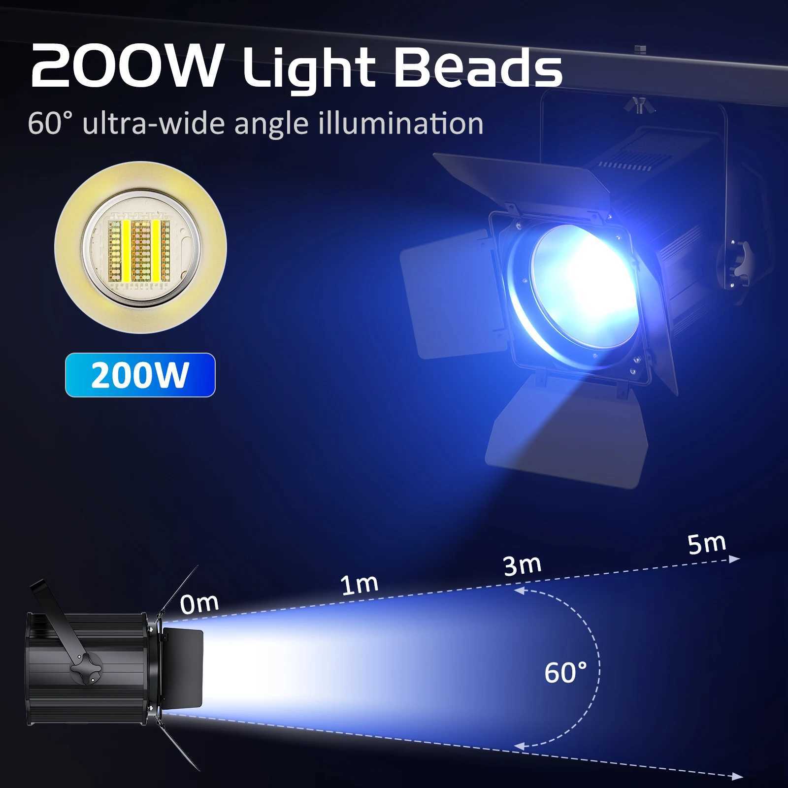4PCS 200W COB Par Lights 6-in-1 RGBWA+UV Linear Spotlights with Barn Doors Warm Cold White Stage Light for Concert Theater XJ250527