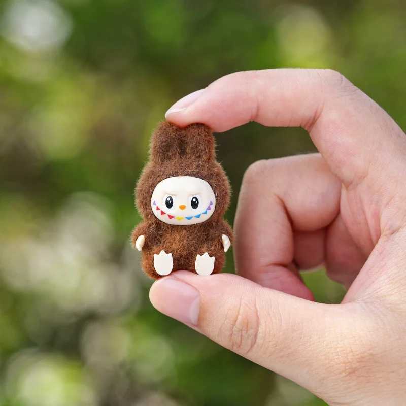 Labubu Mini Sitting Posture Plush Toy Cute Cartoon Desktop Ornament Schoolbag Decoration Key Chain Pendant Holiday Gifts W250526