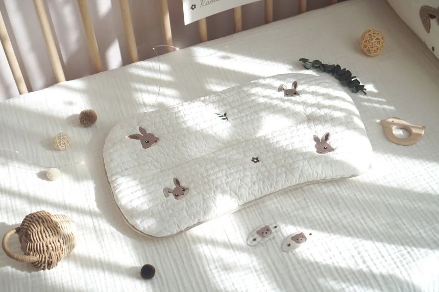 Infants Children Baby Pillow Core Flat Ins Cotton Embroidery Breathable Sweatabsorbing Mesh Universal in All Seasons 250527
