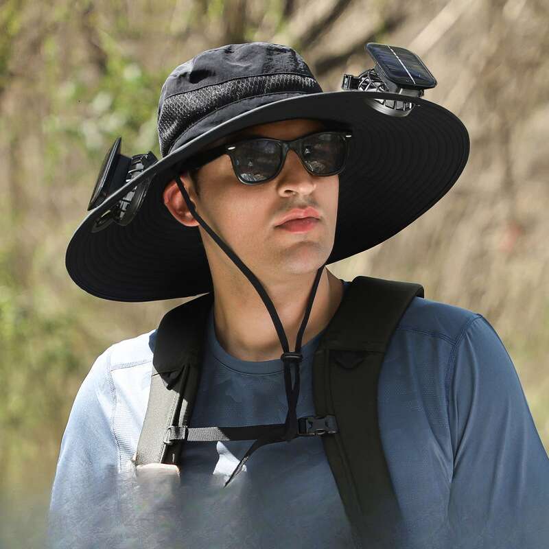 Outdoor artifact long battery life solar lithium battery fan solar charging strong wind summer sun protection men's and women's sunshade fis