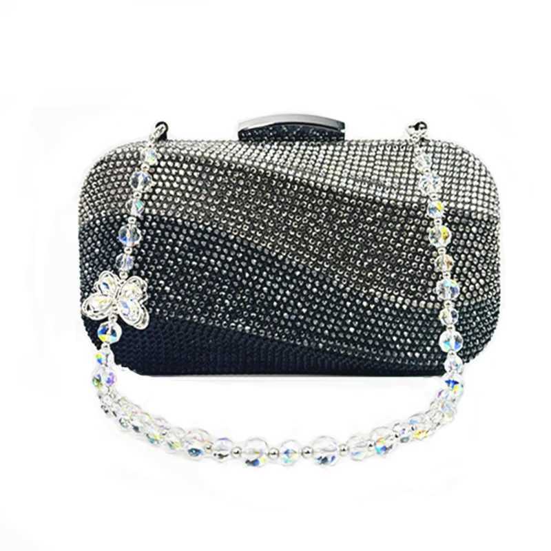 Luxury Ladies Clutch Evening Bag Gold and Silver Multi Color Diamond Wallet Latest Wedding Party Christmas Gift Evening Bag W250527