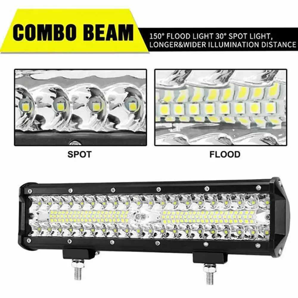 Car LED Light Bar Offroad 4x4 Spotlights Fog Lamp 12V 24V 3 Rows Headlight Truck Farm Tractor Boat SUV ATV Light Bar/work LightXJ250527