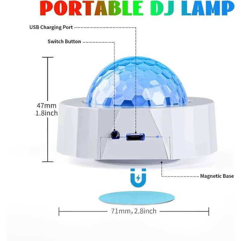 Car Disco Ball Rechargeable Battery Mini Disco Ball for Car Music Sound Activated Multicolor Car Disco Lights Inside Your Car XJ250527