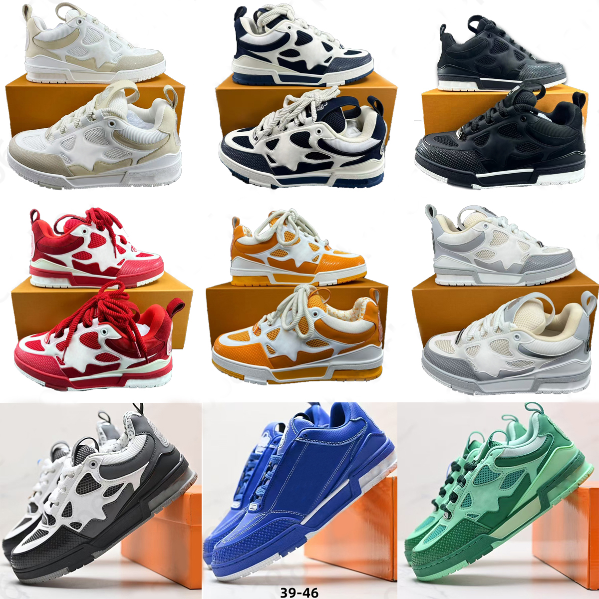 Skate Designer Shoes Trainers High Quality Mens and Womens Sneakers Casual Fashion Running Lace-up Low-top Sports Breathable Black White With Box 53